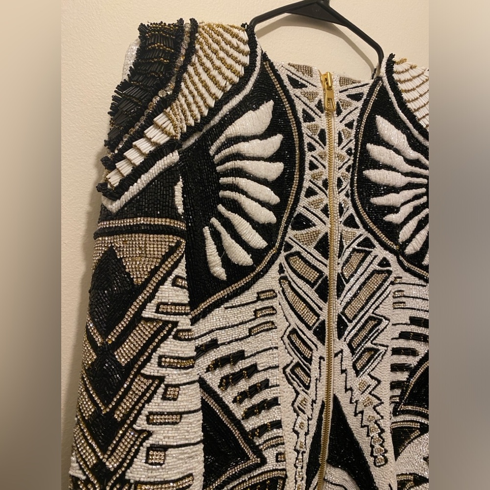 Balmain H&M Rhinestone Beaded Embellished Dress US 8 RARE New Years Party - Picture 14 of 16